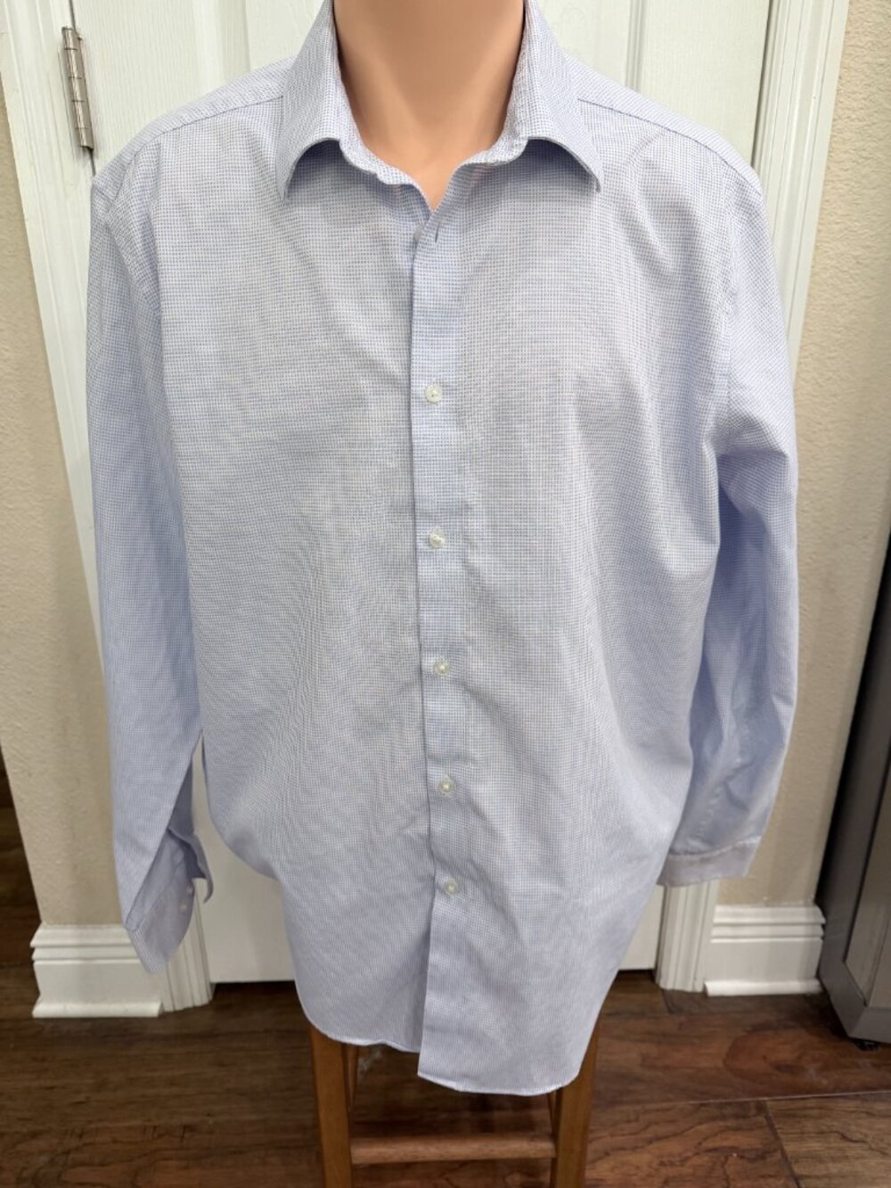 Calvin Klein Infinite Non-Iron Slim Fit Stretch Blue Dress Shirt 17 34/35 XL